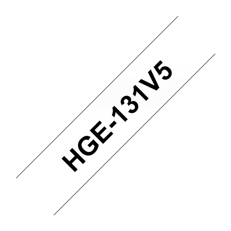 Brother HGE-131V5 P-touch Schriftbandkassette 5x schwarz auf transparent laminiert