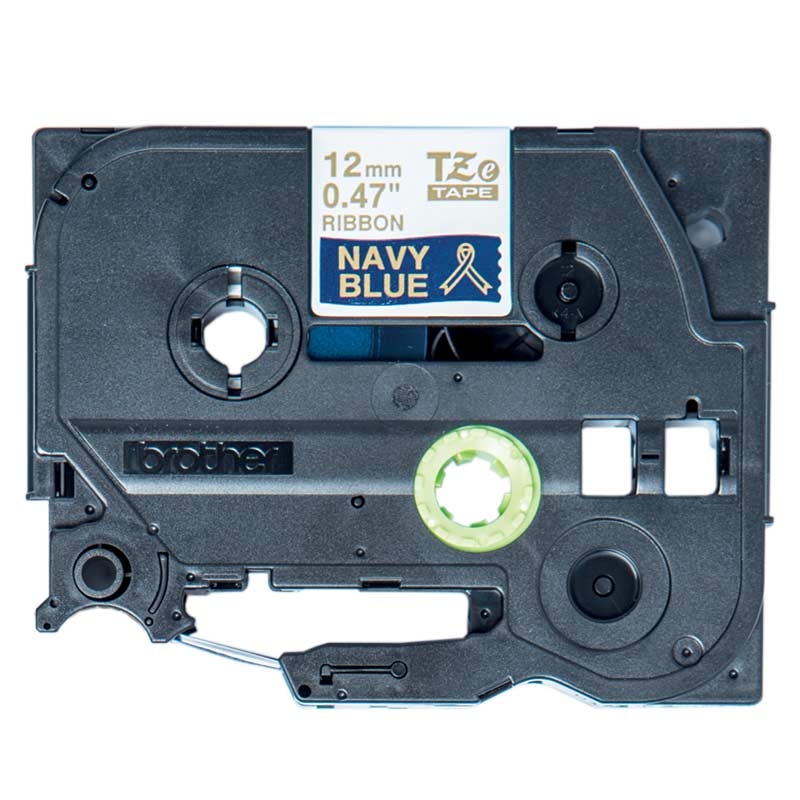 Brother TZe-RN34 P-touch Textil-Schriftband 12 mm gold auf marineblau