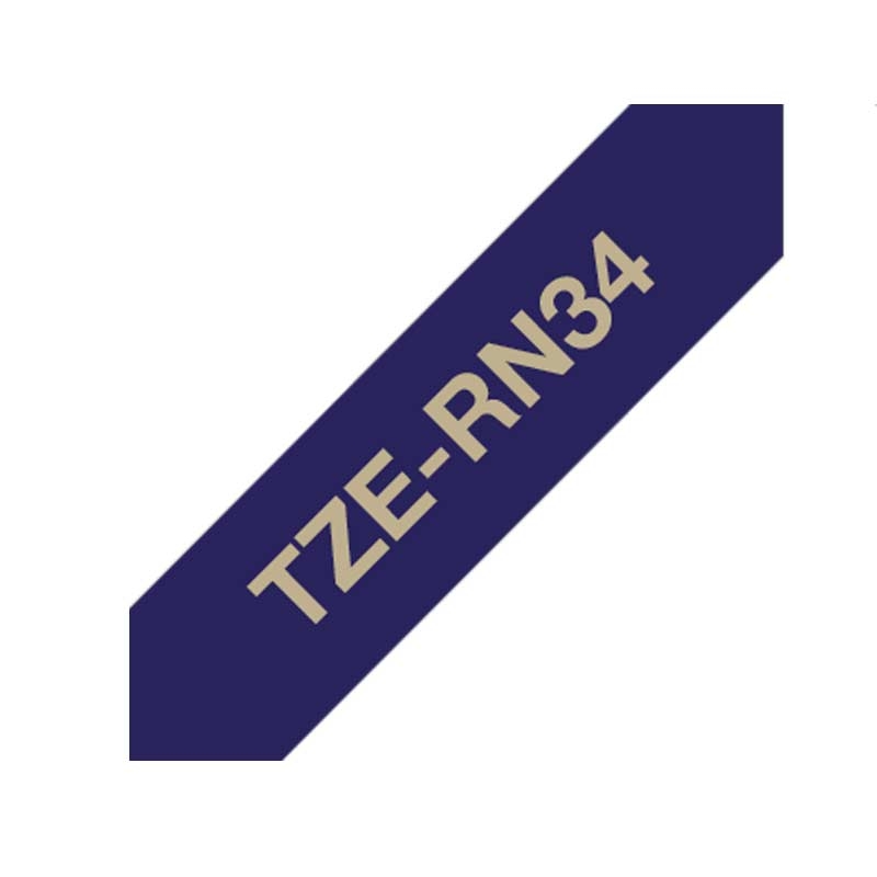 Brother TZe-RN34 P-touch Textil-Schriftband 12 mm gold auf marineblau